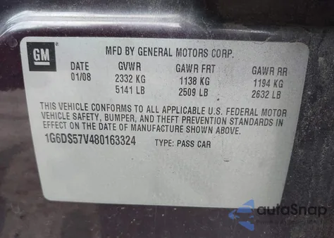 2008 Cadillac Cts Standard from USA, damaged, VIN 1G6DS57V480163324